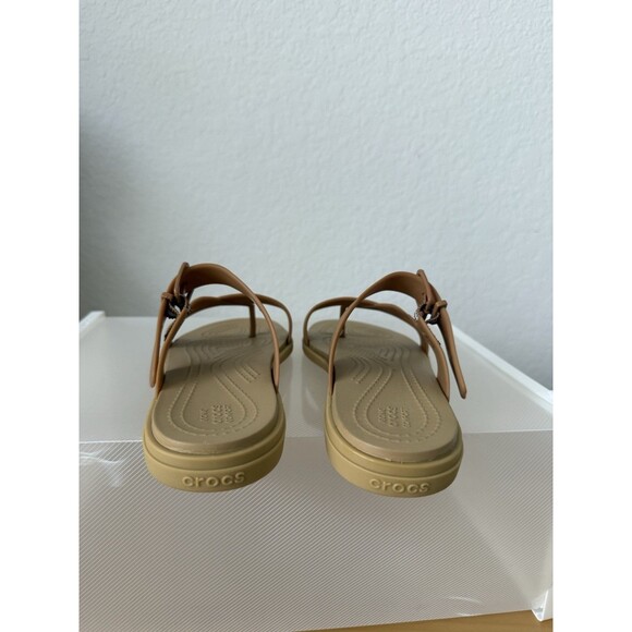 Crocs Tulum Strappy Slide Sandals Womens 6 Tan Open Toe Summer Comfort Casual - Picture 5 of 7